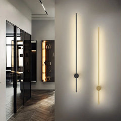 Minimalistische LED-Streifen-Wandleuchte in Schwarz und Gold